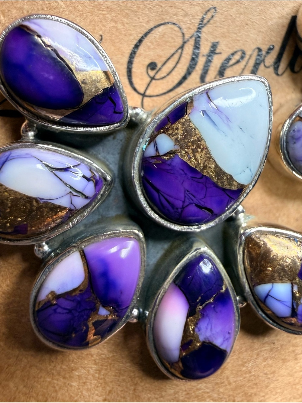 NWT Purple Dahlia Turquoise 925 Sterling Silver Statement Cluster Earrings